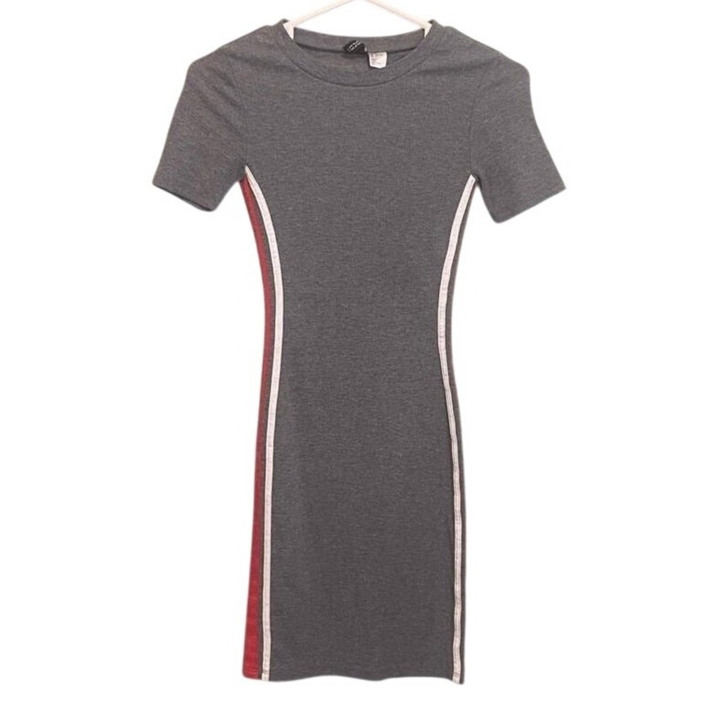 Divided Womens Ribbed Knit‎ Short Sleeve Shirt Dress Gray Size 0